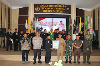 Sinergitas, Polres Pacitan Bersama TNI dan Forkopimda Fasilitasi Perguruan Silat Gelar Deklarasi Damai 