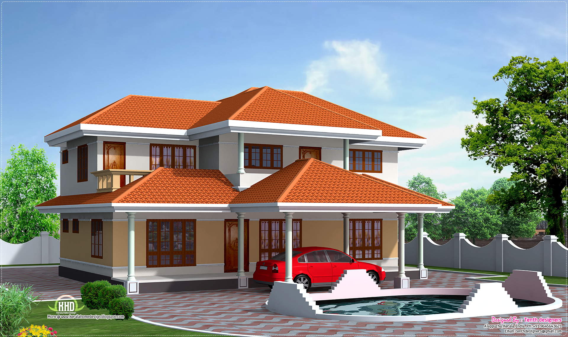  Four  bedroom  house  elevation in 2500 sq feet Kerala  