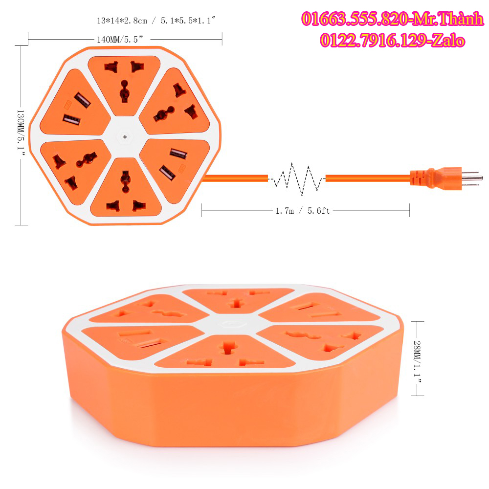 Ổ cắm điện hình trái cam 4 cổng USB Cao cấp