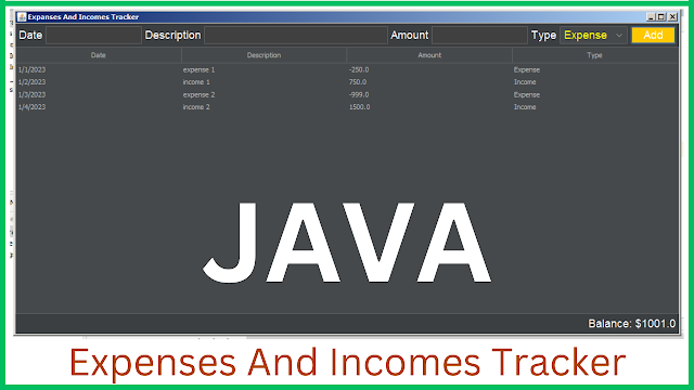 Expenses And Incomes Tracker Program In Java