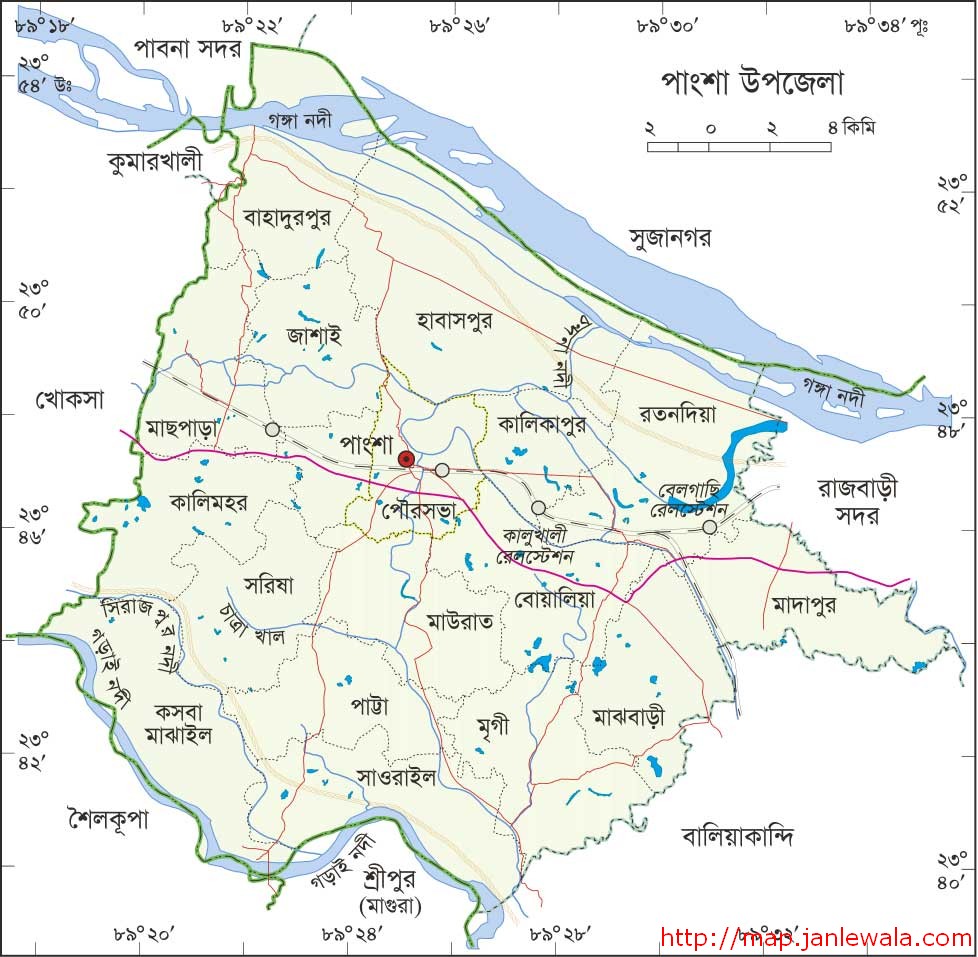 পাংশা উপজেলা মানচিত্র, রাজবাড়ী জেলা, বাংলাদেশ