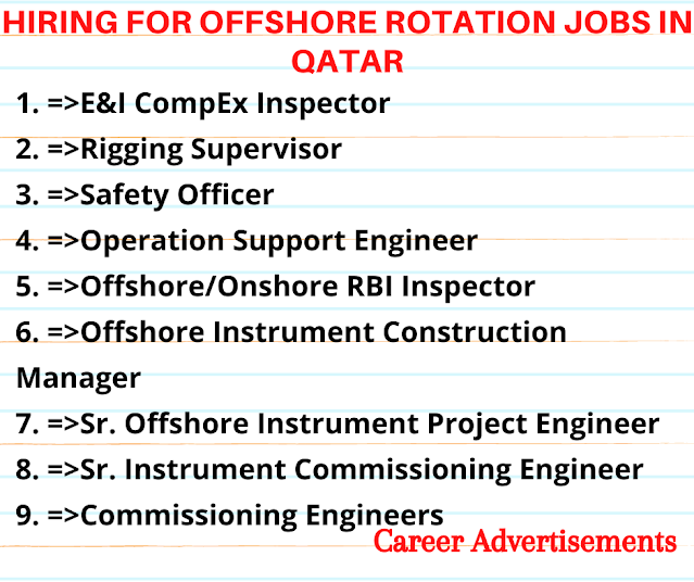 Hiring for Offshore Rotation Jobs in Qatar