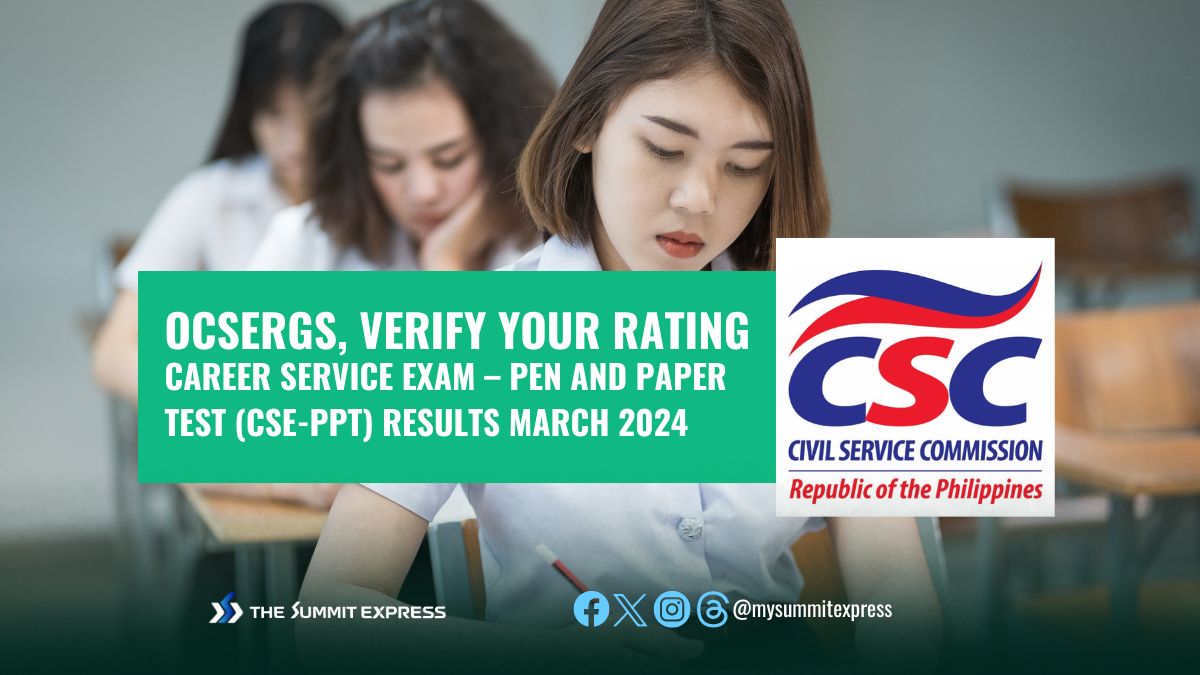 Online Verification of Rating OCSERGS: March 2024 Civil Service Exam CSE-PPT