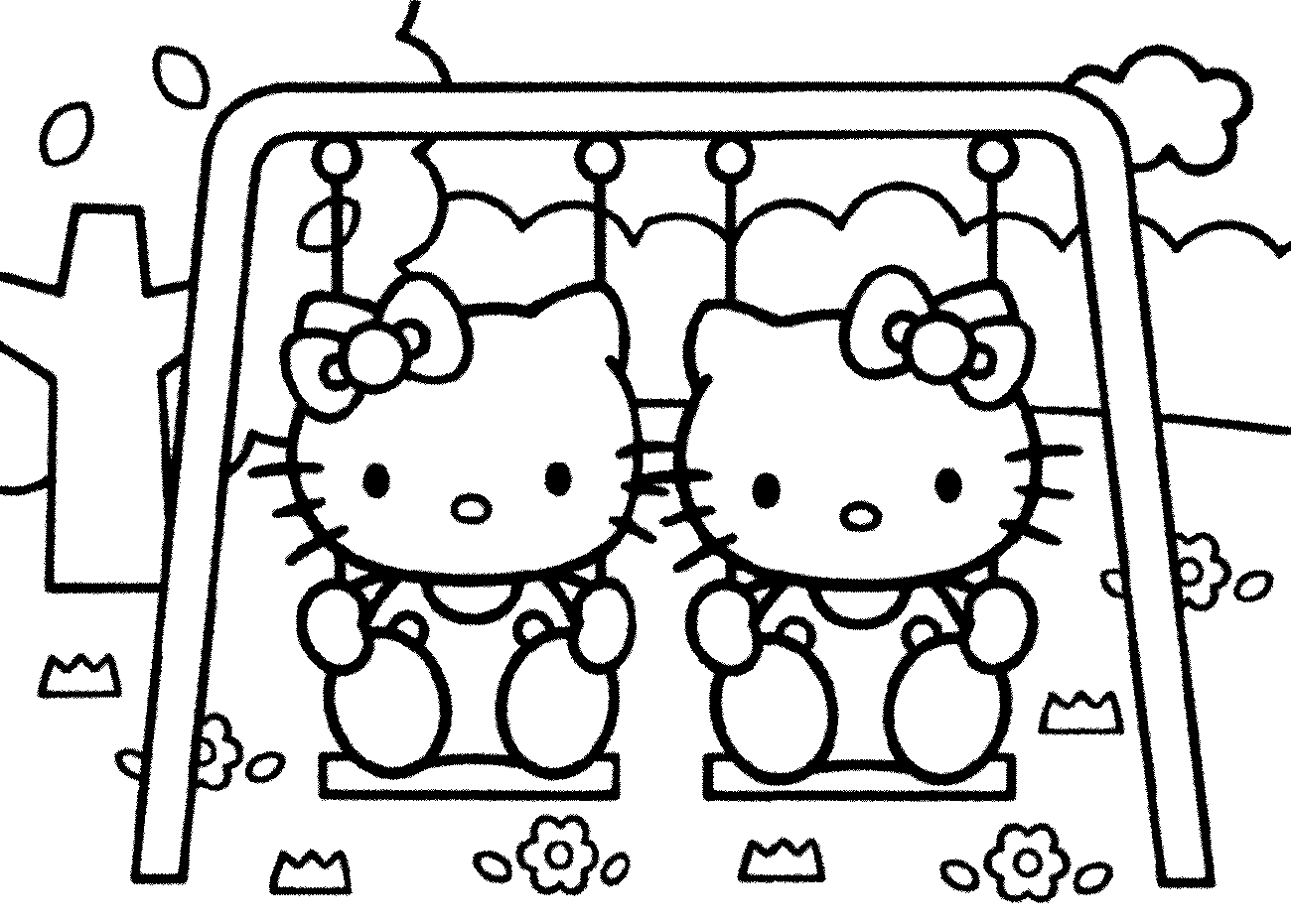 Mewarnai Gambar Hello Kitty Lucu Di Taman Bermain Mewarnai Gambar