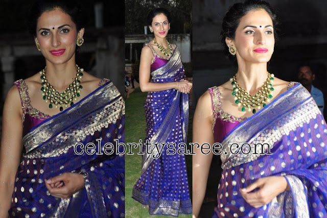 Shilpa Reddy Royal Blue Silk Saree