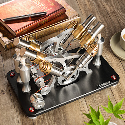 STEM Four-cylinder Engine External Combustion V4 Stirling Engine Model 