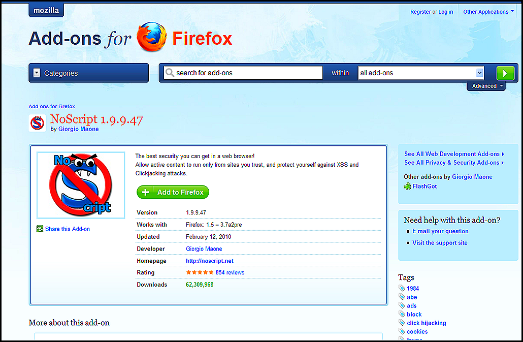 No Script Add on for FF