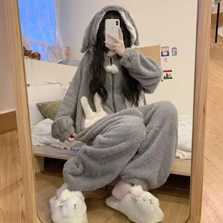 Snug Bunny Warm Hooded Jumpsuit Pajamas