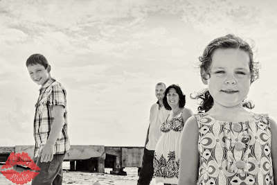 england family at Mexican Caribbean black and white photography