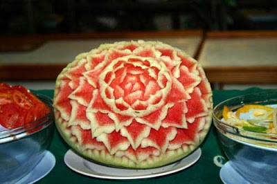 Watermelon carving art - seen at curiousphotos.blogspot.com