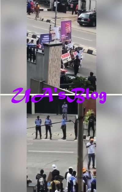 Tinubu's House Under Tight Security As Ambode's Supporters Storm Ikoyi (Photos)