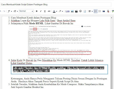 Cara Membuat box Script Dalam Postingan Blog