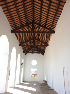 wooden beams in housing terrace at Greek Theatre Barcelona