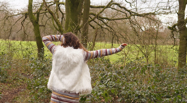 Faux fur and stripes in winter