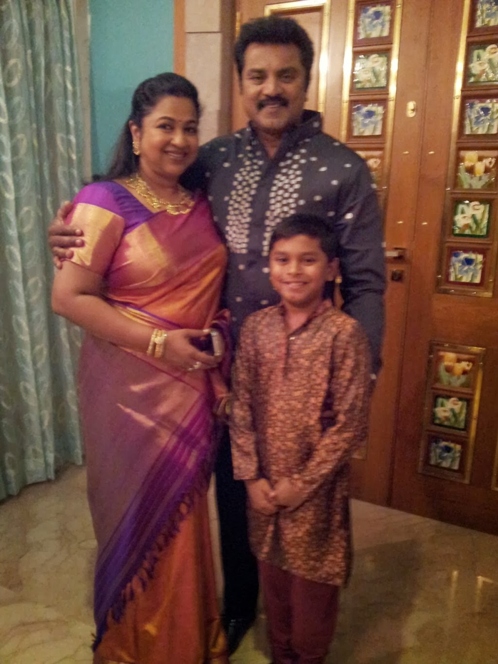 South Indian Actress Radhika Sarathkumar with Actor Husband Sarathkumar & Son Rahul Sarathkumar | South Indian Actress Radhika Sarathkumar Kids (Children) Daughter Rayane & Son Rahul Photos | Family Photos | Real-Life Photos