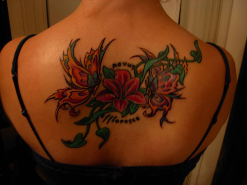 flower butterfly tattoos art on back body girls
