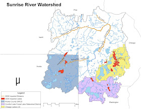 map of the Sunrise River watershep