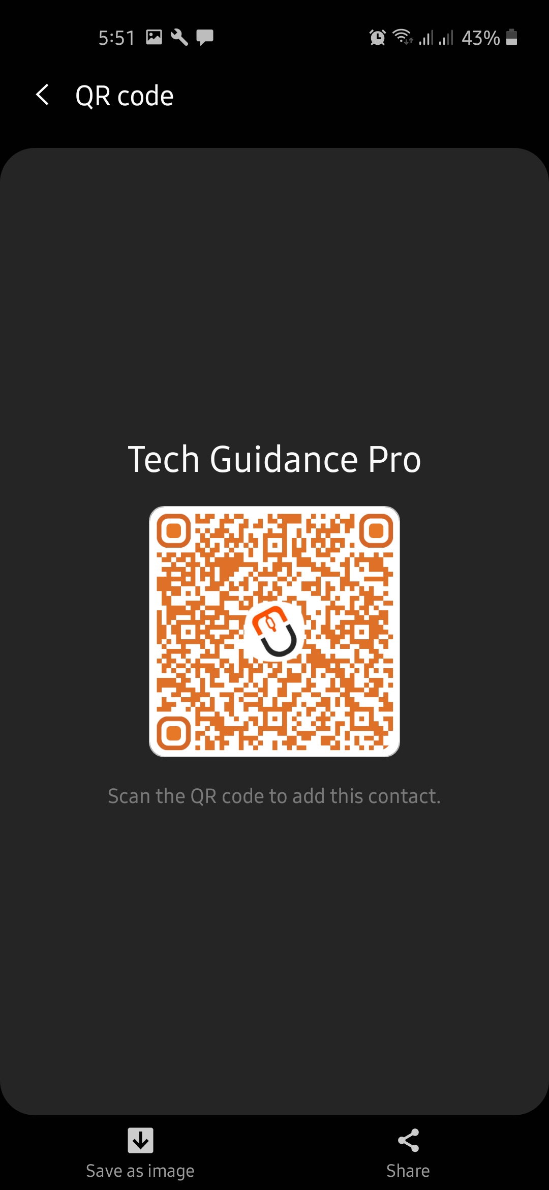 Generated contact QR code
