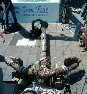 An anchor raised from wreck of Queen Anne's Revenge, flagship of Blackbeard the pirate