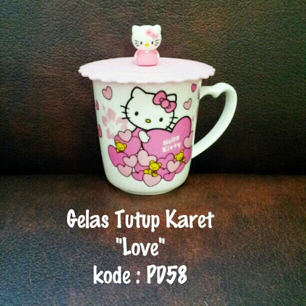 Gelas Hello Kitty Murah  Grosir Ecer Tutup Karet Love