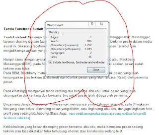 Hasil penghitungan kata di ms word