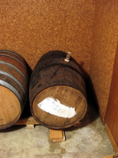 Apple brandy barrel filled with our golden sour beer.