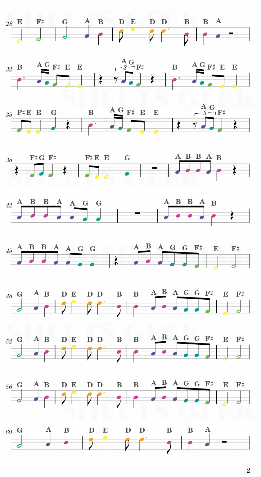 Lovely - Billie Eilish, Khalid Easy Sheet Music Free for piano, keyboard, flute, violin, sax, cello page 2