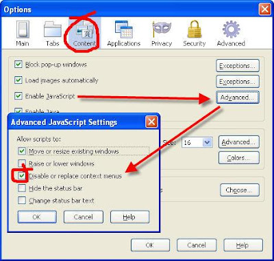 Firefox 3.5 right click menu diabled. Solution