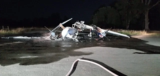 Fuego destruyó avioneta en Río Bueno