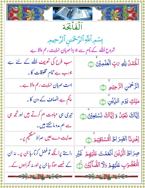 Surah Al Fatihah with Translation in Arabic, English and Urdu ( ٱلْفَاتِحَة‎ )