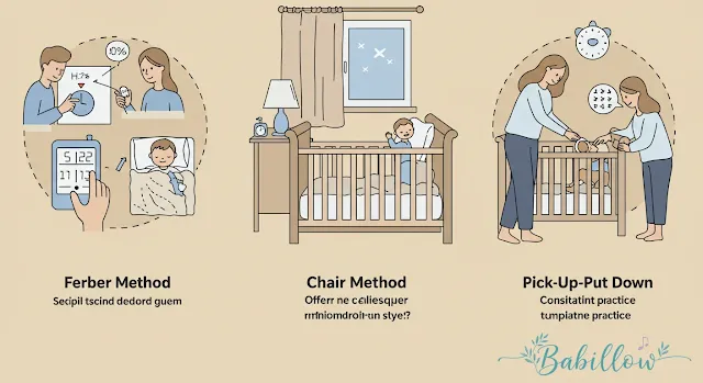 Visual Comparison of 3 Sleep Training Methods (Ferber, Chair Method, PU/PD)