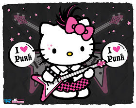 Gambar Hello Kitty Lucu Main Gitar Punk 