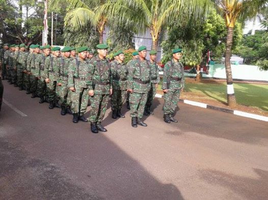 Prajurit Kodim 0508/Depok Latihan PBB dan Senam 