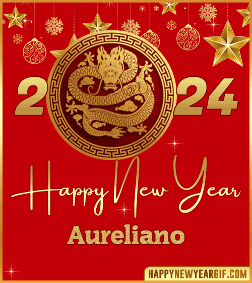 Happy New Year 2024 gif wishes Dragon Aureliano