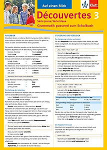 Découvertes Série jaune / Série bleue 3 - Auf einen Blick: Grammatik passend zum Schulbuch - Klappkarte (6 Seiten)