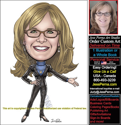 Real Estate Agent Wearing Pants Suit Caricature