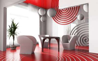 Elegant Living Room Designs on Elegant And Generous Living Room With Red And White Themed Designs