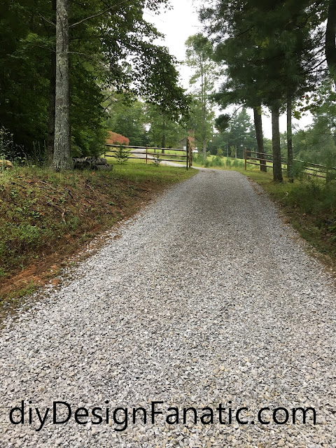 mountain cottage, cottage, farmhouse, driveway maintenance, gravel driveway, steep gravel driveway, diy, diyDesignFanatic.com