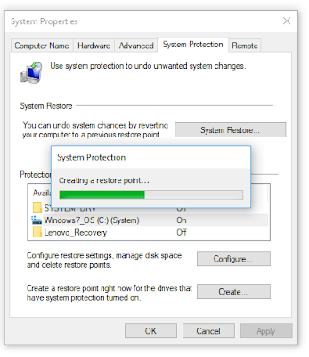 How to create a Restore Point in Windows 10?