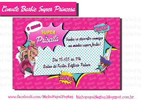 convite barbie super princesa