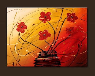 Flowers Painting-Dripping Flowers-Abstract Art Paintings by Carmen Guedez - Image