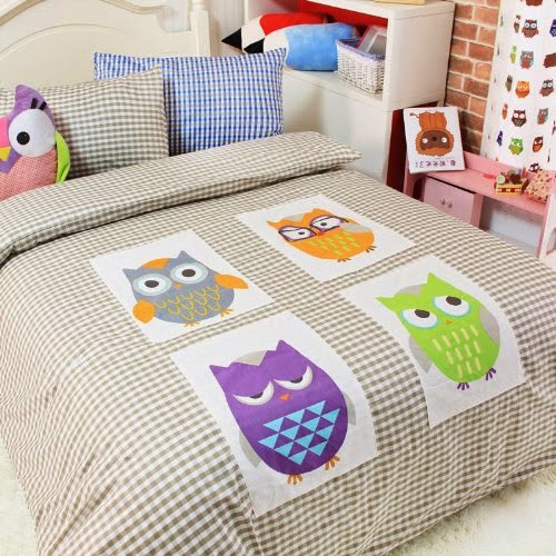 Cliab Home Textile Owl Bedding Boys Bedding Owl Applique Duvet Cover ...