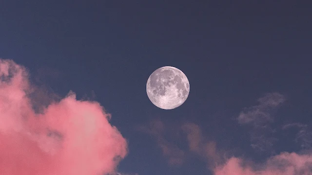 Full Moon, Clouds, Pink, Sky