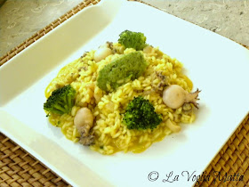 risotto allo zafferano con seppioline e broccoli