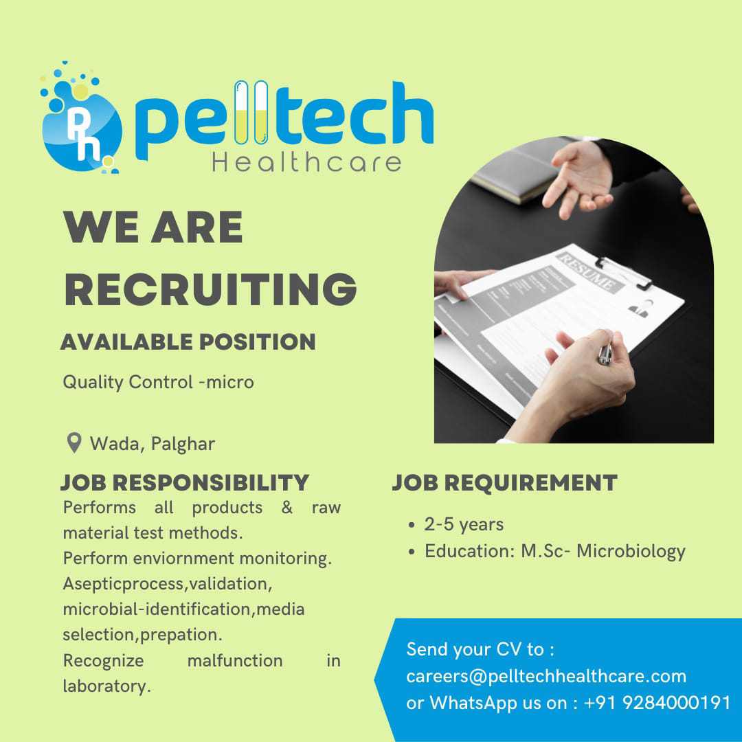 Job Availables,Pelltech Healthcare Job Vacancy For MSc/ B.Pharm/ M.Pharm/ D.Pharm/ B.Com