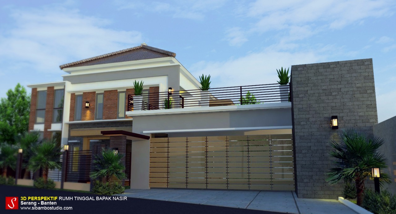 Desain Rumah 2 Lantai Minimalis Tropis Modern Fasade Depan