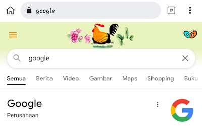 Google lagi pengen Bakso ! Icon search engine google hari ini jadi mangkok ayam jago