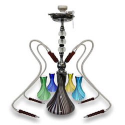 The Delirium 28 inch Four Hose Hookah with Colorful Swirl Base