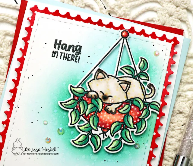 Hang in There Card by Larissa Heskett for Newton's Nook Designs using Newton's Hanging Basket, Framework Die Set, Canine Christmas Patterned Paper