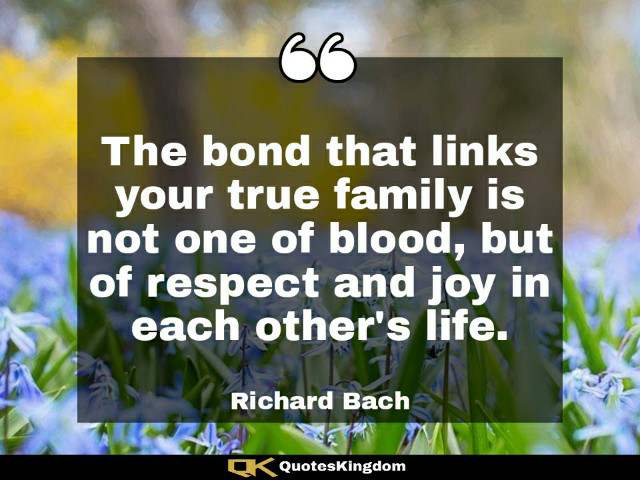 Family bonding quote. Best family quote. The bond that links your true family is not one of blood ...